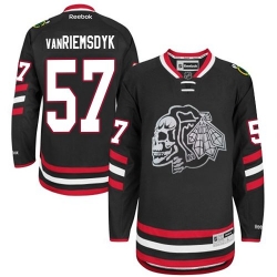 Trevor Van Riemsdyk Reebok Chicago Blackhawks Authentic White Black Skull 2014 Stadium Series NHL Jersey