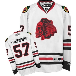 Trevor Van Riemsdyk Reebok Chicago Blackhawks Authentic White Red Skull NHL Jersey