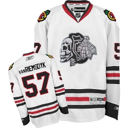Trevor Van Riemsdyk Reebok Chicago Blackhawks Authentic White Skull NHL Jersey