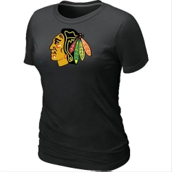 NHL Women's Chicago Blackhawks Big & Tall Logo T-Shirt - Black