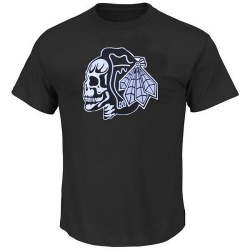 NHL Chicago Blackhawks T-Shirts - Black/White Skull