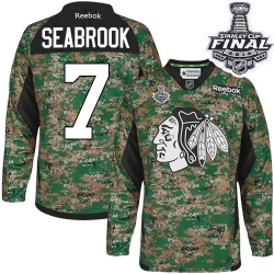 Brent Seabrook Reebok Chicago Blackhawks Premier Camo Veterans Day Practice 2015 Stanley Cup Patch NHL Jersey