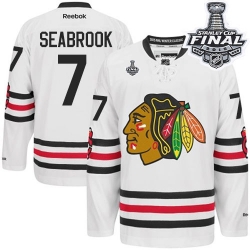 Brent Seabrook Youth Reebok Chicago Blackhawks Premier White 2015 Winter Classic 2015 Stanley Cup Patch NHL Jersey