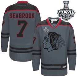 Brent Seabrook Reebok Chicago Blackhawks Premier Charcoal Cross Check Fashion 2015 Stanley Cup Patch NHL Jersey