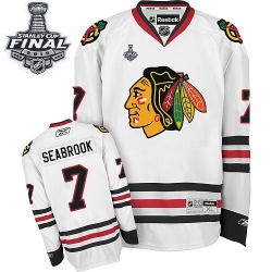 Brent Seabrook Women's Reebok Chicago Blackhawks Authentic White Away 2015 Stanley Cup Patch NHL Jersey