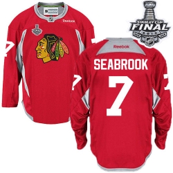 Brent Seabrook Reebok Chicago Blackhawks Authentic Red Practice 2015 Stanley Cup Patch NHL Jersey