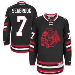 Brent Seabrook Youth Reebok Chicago Blackhawks Authentic Black Red Skull 2014 Stadium Series NHL Jersey