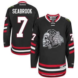 Brent Seabrook Youth Reebok Chicago Blackhawks Authentic White Black Skull 2014 Stadium Series NHL Jersey