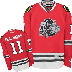 Andrew Desjardins Reebok Chicago Blackhawks Authentic White Red Skull NHL Jersey