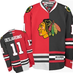 Andrew Desjardins Reebok Chicago Blackhawks Authentic Red/Black Split Fashion NHL Jersey