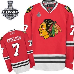Chris Chelios Reebok Chicago Blackhawks Authentic Red Home 2015 Stanley Cup Patch NHL Jersey