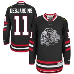 Andrew Desjardins Reebok Chicago Blackhawks Authentic White Black Skull 2014 Stadium Series NHL Jersey