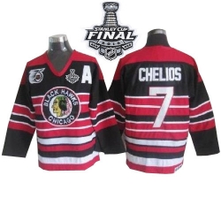 Chris Chelios CCM Chicago Blackhawks Authentic Red/Black 75TH Patch Throwback 2015 Stanley Cup Patch NHL Jersey