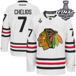 Chris Chelios Reebok Chicago Blackhawks Premier White 2015 Winter Classic 2015 Stanley Cup Patch NHL Jersey