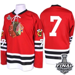 Chris Chelios Mitchell and Ness Chicago Blackhawks Authentic Red 1960-61 Throwback 2015 Stanley Cup Patch NHL Jersey