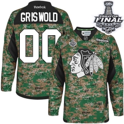 Clark Griswold Reebok Chicago Blackhawks Premier Camo Veterans Day Practice 2015 Stanley Cup Patch NHL Jersey