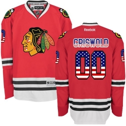 Clark Griswold Reebok Chicago Blackhawks Authentic Red USA Flag Fashion NHL Jersey