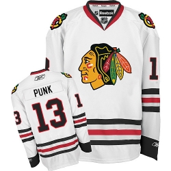 CM Punk Reebok Chicago Blackhawks Authentic White Away NHL Jersey