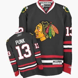 CM Punk Reebok Chicago Blackhawks Authentic Black Third NHL Jersey