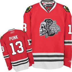 CM Punk Youth Reebok Chicago Blackhawks Authentic White Red Skull NHL Jersey