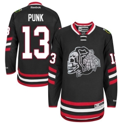 CM Punk Youth Reebok Chicago Blackhawks Authentic White Black Skull 2014 Stadium Series NHL Jersey