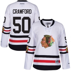 Corey Crawford Women's Reebok Chicago Blackhawks Premier White 2015 Winter Classic NHL Jersey