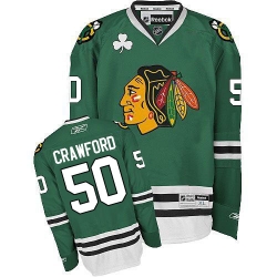Corey Crawford Reebok Chicago Blackhawks Authentic Green NHL Jersey