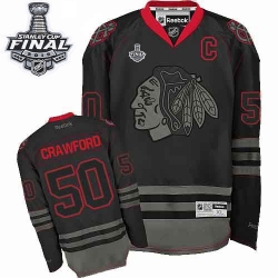 Corey Crawford Reebok Chicago Blackhawks Premier Black Ice 2015 Stanley Cup Patch NHL Jersey