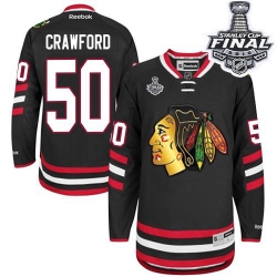 Corey Crawford Reebok Chicago Blackhawks Authentic Black 2014 Stadium Series 2015 Stanley Cup Patch NHL Jersey