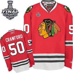 Corey Crawford Youth Reebok Chicago Blackhawks Premier Red Home 2015 Stanley Cup Patch NHL Jersey