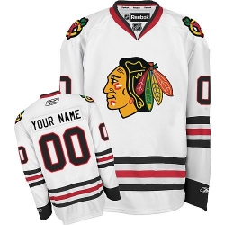 Youth Reebok Chicago Blackhawks Customized Authentic White Away NHL Jersey