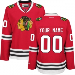 Women's Reebok Chicago Blackhawks Customized Authentic Red Home NHL Jersey