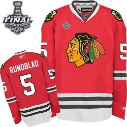 David Rundblad Reebok Chicago Blackhawks Premier Red Home 2015 Stanley Cup Patch NHL Jersey