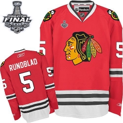David Rundblad Reebok Chicago Blackhawks Premier Red Home 2015 Stanley Cup Patch NHL Jersey