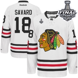 Denis Savard Reebok Chicago Blackhawks Premier White 2015 Winter Classic 2015 Stanley Cup Patch NHL Jersey