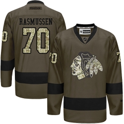 Dennis Rasmussen Reebok Chicago Blackhawks Premier Green Salute to Service NHL Jersey