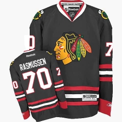 Dennis Rasmussen Reebok Chicago Blackhawks Authentic Black Third NHL Jersey