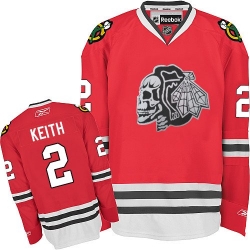 Duncan Keith Reebok Chicago Blackhawks Authentic White Red Skull NHL Jersey