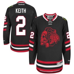 Duncan Keith Reebok Chicago Blackhawks Authentic Black Red Skull 2014 Stadium Series NHL Jersey