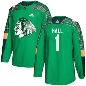 Glenn Hall Youth Adidas Chicago Blackhawks Authentic Green St. Patrick's Day Practice Jersey