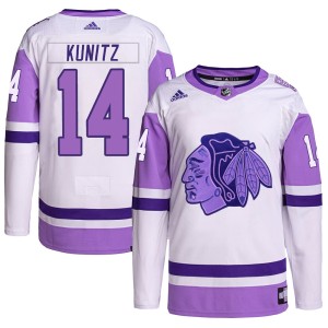 Chris Kunitz Youth Adidas Chicago Blackhawks Authentic White/Purple Hockey Fights Cancer Primegreen Jersey