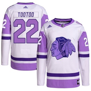 Jordin Tootoo Youth Adidas Chicago Blackhawks Authentic White/Purple Hockey Fights Cancer Primegreen Jersey