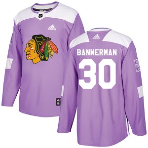 Murray Bannerman Youth Adidas Chicago Blackhawks Authentic Purple Fights Cancer Practice Jersey
