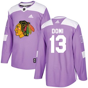 Max Domi Youth Adidas Chicago Blackhawks Authentic Purple Fights Cancer Practice Jersey
