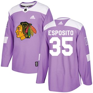 Tony Esposito Youth Adidas Chicago Blackhawks Authentic Purple Fights Cancer Practice Jersey