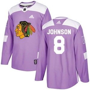 Jack Johnson Youth Adidas Chicago Blackhawks Authentic Purple Fights Cancer Practice Jersey