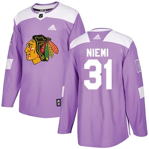 Antti Niemi Youth Adidas Chicago Blackhawks Authentic Purple Fights Cancer Practice Jersey