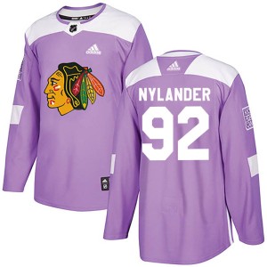 Alexander Nylander Youth Adidas Chicago Blackhawks Authentic Purple Fights Cancer Practice Jersey