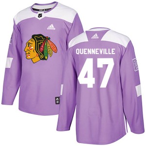 John Quenneville Youth Adidas Chicago Blackhawks Authentic Purple ized Fights Cancer Practice Jersey
