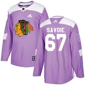 Samuel Savoie Youth Adidas Chicago Blackhawks Authentic Purple Fights Cancer Practice Jersey